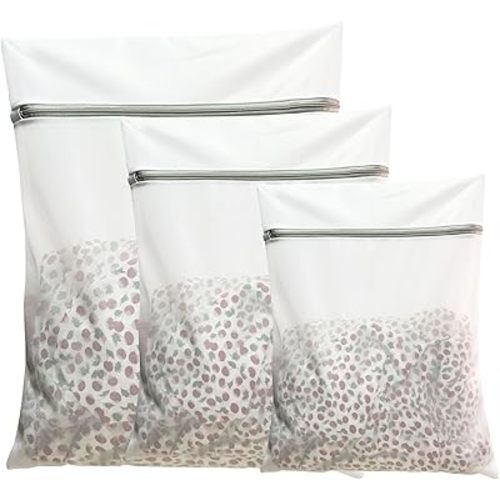 Delicates Mesh Laundry Bag, Washing Mesh Bags with Zipper, Lingerie Bag, Clothing Wash Bags for Laundry, Shirt, Stockings, Bra and Lingerie, Bed Sheet, Sweater, Blanket (White, Set2)