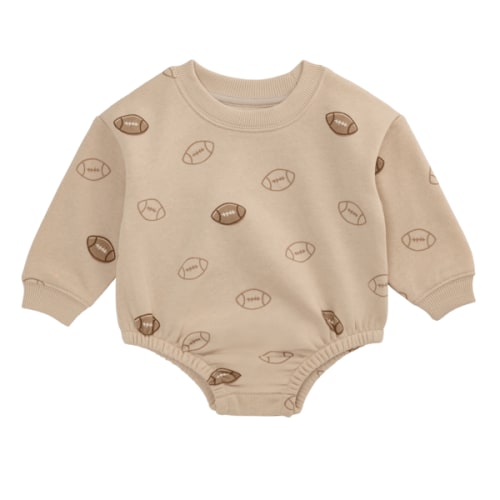 Football Print Sweatshirt Bubble 0-3M | Mud Pie Baby Clothes