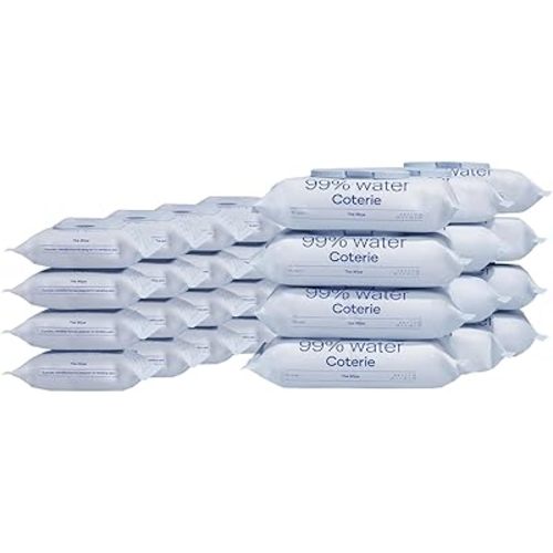 Coterie Baby Wipes Bundle, 16 Pack Travel Wipes (288 Count) + 12 Pack Wipes (672 Count), 99% Purified Water, Plastic-Free & Plant-Derived Fibers,
