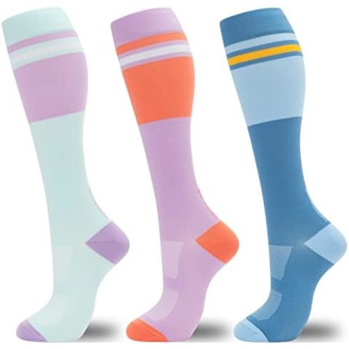 fenglaoda Compression Socks for Women Men 3 Pairs Graduated Compression Support Circulation Socks for Nurses