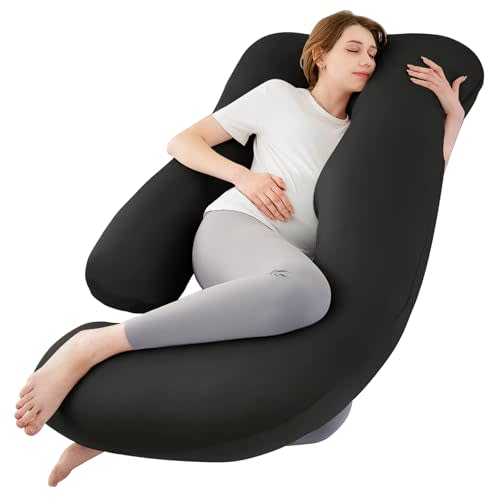 Cooling Pregnancy Pillows for Sleeping, 57'' Full Body Pillow, Black | Sasttie Maternity Pillow, OEKO-TEX, Down Alternative, Removable Cover, Pregnant Women Must Haves, Maternity Essential