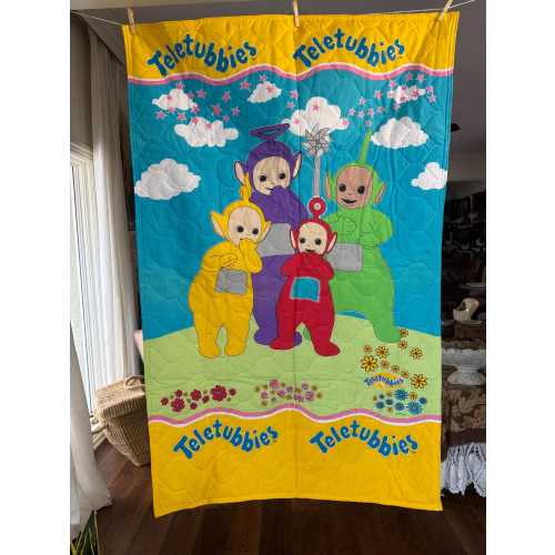 Vintage 1998 Teletubbies Toddler Twin Comforter - Licensed Kids Bedding - Great Condition