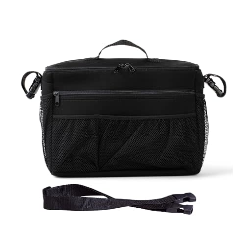 J.L. Childress Cool 'N Cargo Stroller and Wagon Cooler and Organizer - Universal Fit - Insulated - Attaches to Strollers, Wagons, Walkers and Wheelchairs - Large Capacity - Black