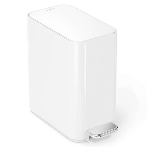 Simplehuman 5l Slim Bathroom Step Trash Can With Liner Pocket - White Steel