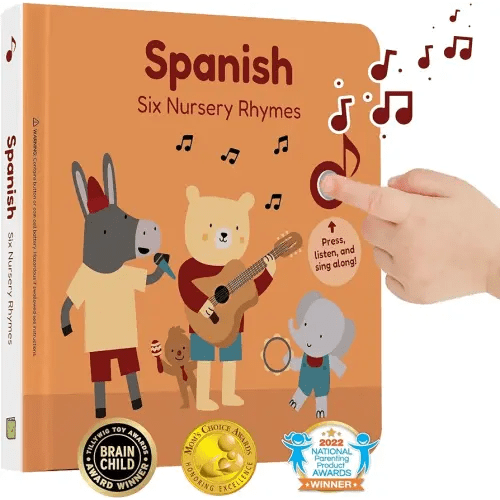 Cali's Books - Libros de canciones de niños en español. Libro interactivo bilingüe de sonidos, para bebés y niños pequeños de 1 a 3 años. Mejor juguete musical en español para niños.