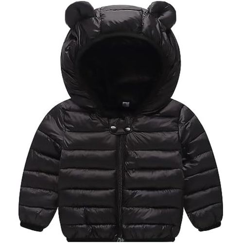 AIWUHE Baby Puffer Jacket Hooded Light Winter Coats Bear Ears Zipper Up Down Coats Outwear for Toddler Boys Girls 6M-4T