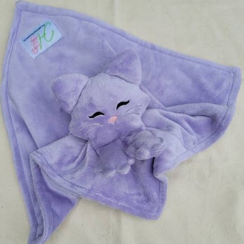 Adorable Handmade Kitten Woobie Lovey | Animal Lovie | Personalized Minky Baby Blanket | Soft Cat Security Blanket