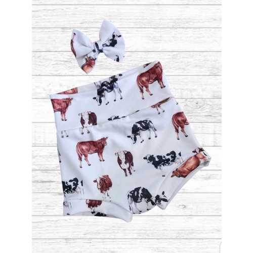 Cow Print Bummies With Bow 3-6 Month