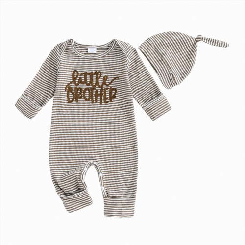 mgoYE Newborn Baby Boy Clothes Little Brother Romper Jumpsuits One Piece Infant Coming Home Outfit 2Pcs Clothing Set(Khaki,0-3 Months)