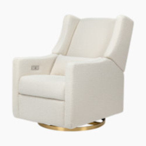babyletto Kiwi Electronic Recliner and Swivel Glider - Ivory Boucle With Gold Base