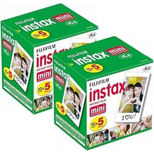 Fujifilm Instax Mini Instant Film, 10 Sheets of 5 Pack × 2 (100 Sheets)