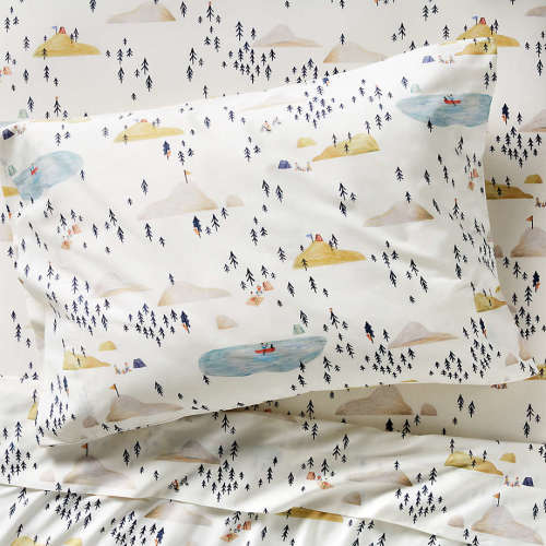 Stay Cool Adventure Pattern 100% Organic Cotton Kids Twin Sheet Set