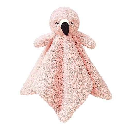 Doindute Baby Soft Pink Flamingo Stuffed Animal Security Blanket, Plush Flamingo Character Lovey Blanket, Baby Shower/Nursery Gift, Newborn Infant Toddler Snuggle Blankie for Girls Boys, 14 Inches