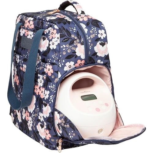 Sarah Wells Kelly Breast Pump Backpack & Tote - Insulated Pocket, Laptop Sleeve & Easy-Clean Design, Fits All Pumps, Diaper Bag for Moms (Le Floral)