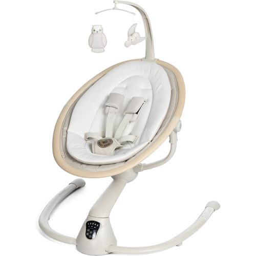 Maxi-Cosi Cassia Baby Swings for Infants: Smart Portable Baby Swing with Music, Lightweight & Foldable Baby Swing, 360 Rotation Infant Swing, Classic Oat