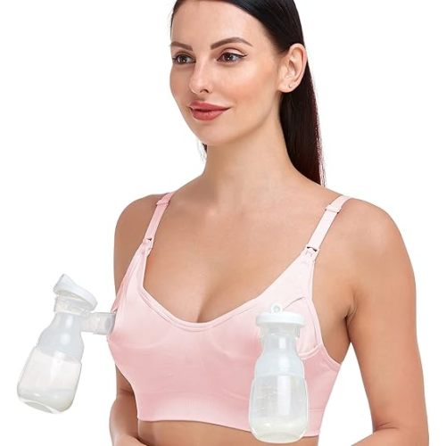 GXXGE Nursing Bra Support Pumping Bra Hands Free All in One Maternity Bra Comfortable Breast No Pad Pumps Bra