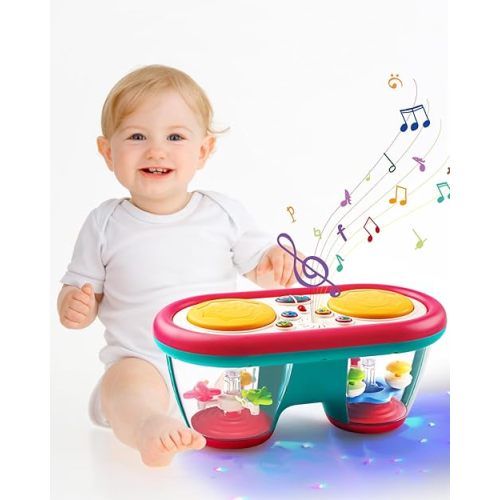 Baby Toys for Drum Musical Instruments Rotating Light Up Toys, Tummy Time Toys for Baby 0-3-6-9 Months