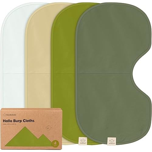KeaBabies 4-Pack Baby Burp Cloths Baby Girl, Boy - Organic Cotton Burp Cloth, Extra Large, Absorbent, Soft Burping Cloths & Bibs Set for Babies, Newborn Burp Clothes, Thick Burp Rags (Palms)