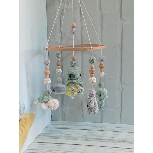 Crochet Baby Mobile – Ocean Sea Animals, Neutral Nursery Decor