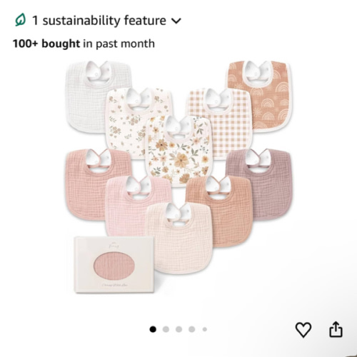 Konssy 10-Pack Muslin Baby Bibs, Soft Cotton Bandana Bibs for Drooling & Teething, Unisex Solid Colors for Boys & Girls, Newborn & Infant