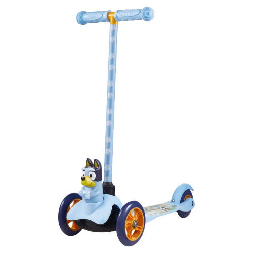 Bluey Ride-N-Glide Buddies 3D Toddler Scooter, 3 Wheel Kick Scooter for Kids Ages 3+, Blue