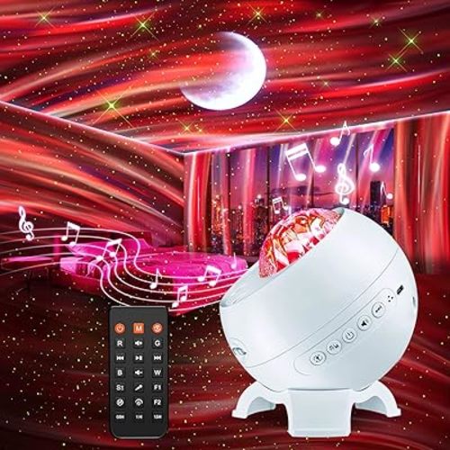Portable Bluetooth Speaker with Hi-Fi Stereo Sound, Minimalist White Wireless Speaker with Aurora Light Show & 15 Nature Sounds, Outdoor Speaker Bluetooth for Home, Patio, Yoga, Bedroom (White)