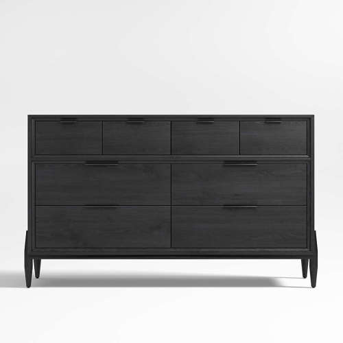 Bodie 54" Ebonized Black Wood Wide 8-Drawer Kids Dresser