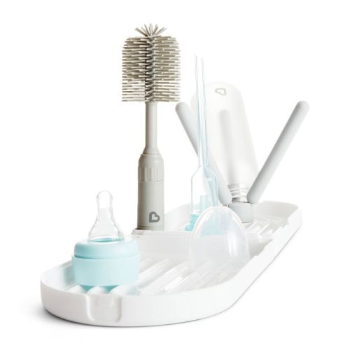 Munchkin Portable Bottle Drying Rack with Bottle Brush - White