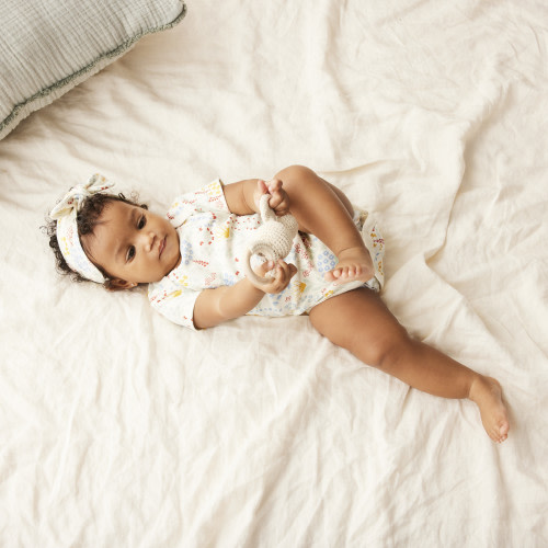 Tiny Kind Printed Short Sleeve Organic Cotton Bodysuit - Multi Floral, NB