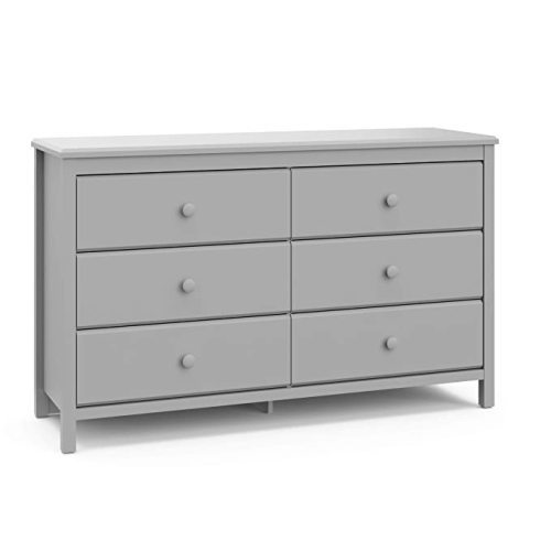 Storkcraft Alpine 6-Drawer Dresser (Pebble Gray) – GREENGUARD Gold Certified, Gray Dresser for Bedroom, Kids & Nursery Storage Drawers, Safety Interlocking Drawers, Pre-Installed Tracks, Kids Bedroom