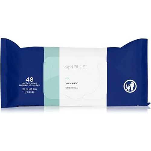 Capri Blue Volcano Multi Surface Wipes - Multi-Purpose Cleaning Wipes with Grapefruit & Tangerine Essential Oils - Safe for Countertops, Walls, and More - Non-toxic, Vegan & Cruelty Free (48 count)
