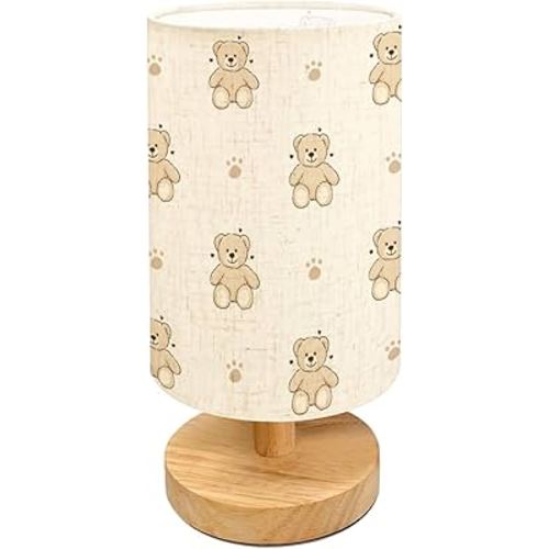 Table Lamp for Bedroom Teddy Bear Pattern Cartoon Style Pastel Color Adorable Cute Funny Modern Beside Lamp Home Decor Night Light for Nursery Office Dorm Living Room