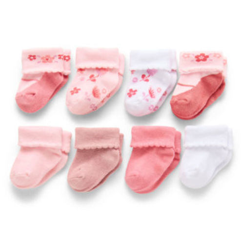 Mini Organics BY NEW YORK Baby Girls 8 Pair Crew Socks