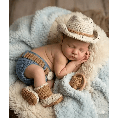 Handmade Crochet Cowboy Baby Outfit