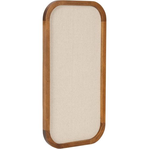 Kate and Laurel Hutton Transitional Wall Pinboard, 12 x 24, Natural Rustic, Modern Rounded Rectangle Wall Organizer for Use as Cork Board, Vision Board, or Bulletin Board