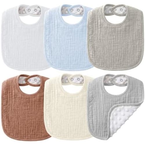 NISXABEBE Muslin Baby Bibs for Unisex Boys Girls, Cotton Drool Bibs, Adjustable Newborn Bibs for Drooling and Teething