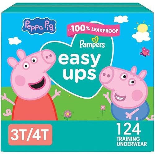 Pampers Easy Ups Training Underwear Peppa Pig Size 5 3T-4T, 124 Count (Packaging May Vary)