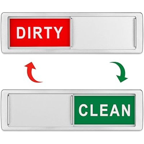 Cimkiz Dishwasher Magnet Clean Dirty Sign Shutter Only Changes When You Push It Non-Scratching Strong Magnet or Adhesive Options Indicator Tells Whether Dishes are Clean or Dirty