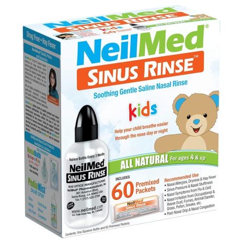 Neilmed's Sinus Rinse, Pediatric, Complete Saline Nasal Rinse Kit 60 Premixed Packets