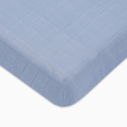 Mini Crib Sheet in GOTS Certified Organic Muslin Cotton - Dewdrop