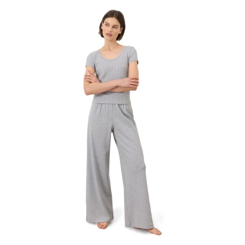 Organic Cotton Pointelle Wide Leg Pant