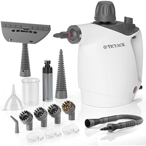 Handheld Steam Cleaner, Steam Cleaner with 16 PCS Accessory & Safety Lock, 500ML Large Capacity Natural Surface Steam for Cleaning, Multipurpose Steamer for Home, Car, Bathroom, Grease (White)