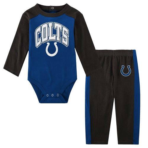NFL New Born Infant 0/3M-6/9M Officially Licensed Arched Logos 2 Pack Long Sleeve Bodysuit Creeper and Pants Set