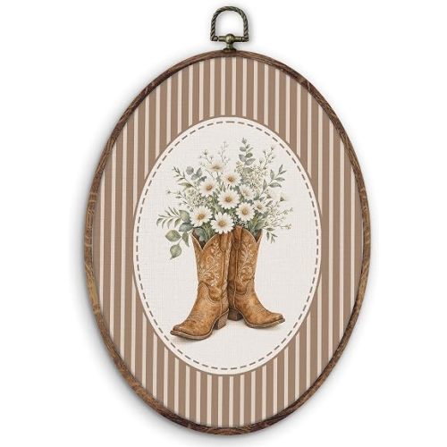 KTYHD Western Cowgirl Oval Wall Art,Western Cowboy Nursery Wall Decor