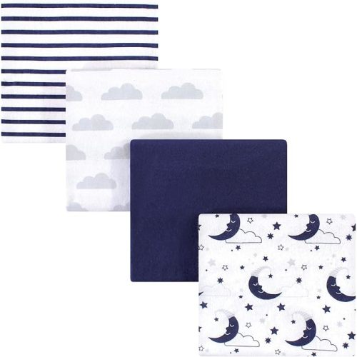 Hudson Baby Unisex Baby Cotton Flannel Receiving Blankets, Moon, One Size