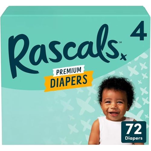 Rascals Premium Newborn Baby Diapers, Size Newborn, (96 Count), Ultra Soft Disposable Diapers, Up to 12 Hours Leak Protection, High Absorbency, Comfortable Fit for Sensitive Skin