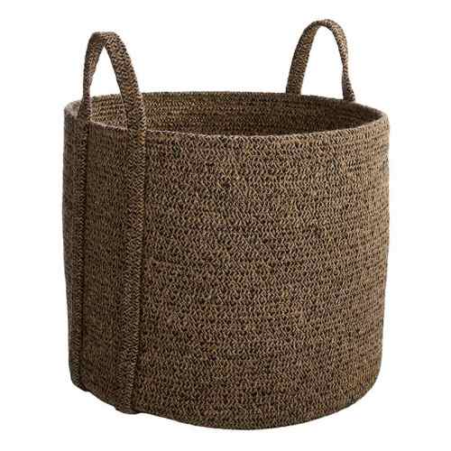 Black & Natural Ember Round Jute Rope with Handles, Extra Large