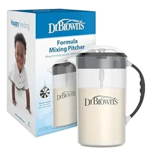 Dr. Brown's Baby Formula Mixing Pitcher with Adjustable Stopper, Locking Lid & No Drip Spout, Black, BPA Free, 36oz, 1 Pack