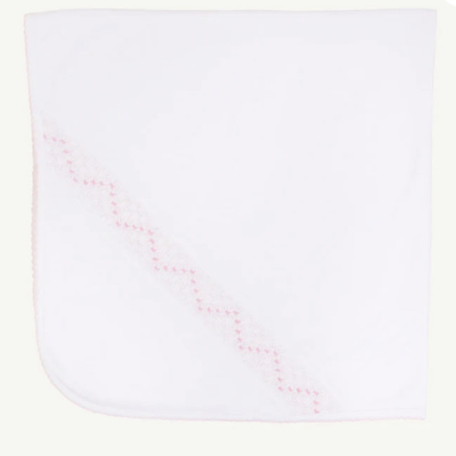 Sweetly Smocked Blessing Blanket - Worth Avenue White with Palm Beach