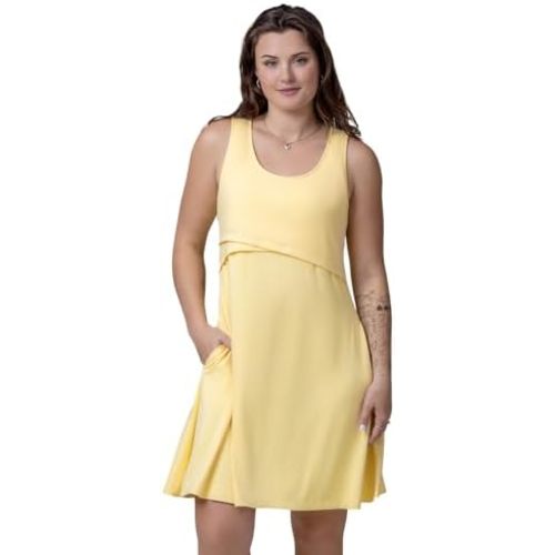 Kindred Bravely Penelope Crossover Nursing Dress | Short Sleeve Maternity & Breastfeeding Dress with Pockets